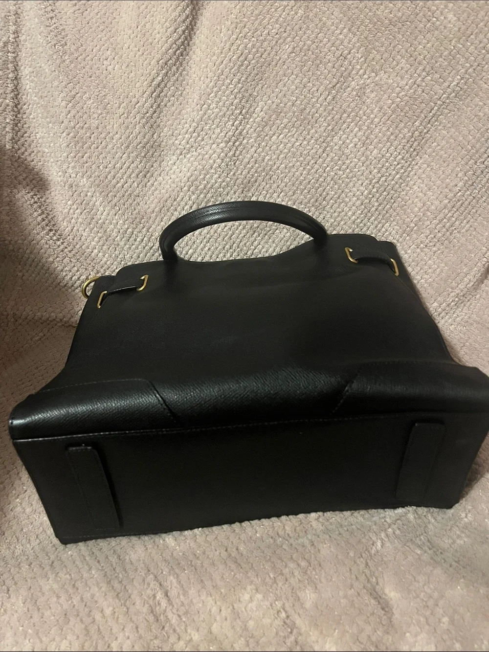 Bean Pole Leather Tote Bag with Gold Hardware